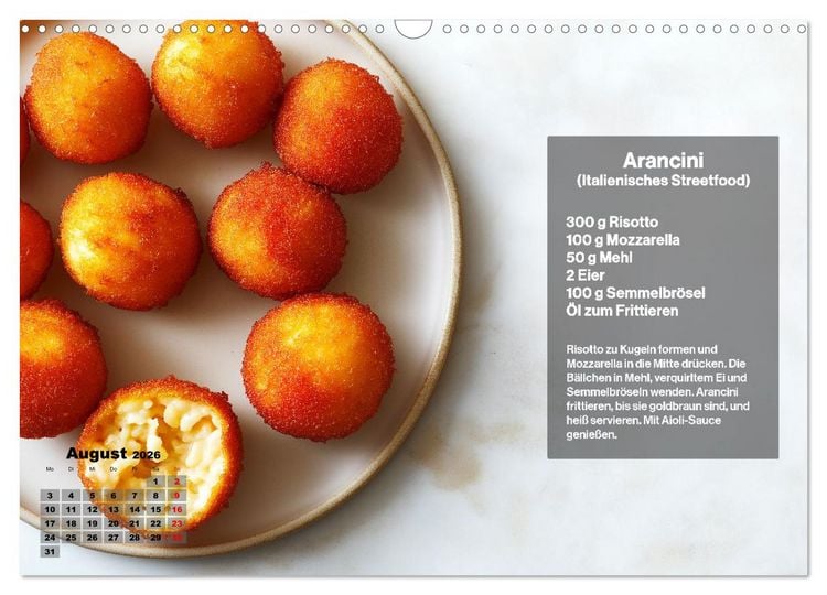 Produktbild: Streetfood Kalender - Einfache Rezepte aus den Stra&szlig;enk&uuml;chen der Welt (Wandkalender 2026 DIN A3 quer), CALVENDO Monatskalender