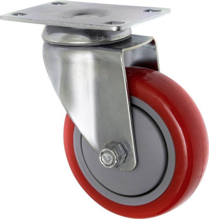 Produktbild: TOOLCRAFT TO-5137953 Lenkrolle 100mm mit Anschraubplatte Tragf&auml;higkeit (max.): 125kg