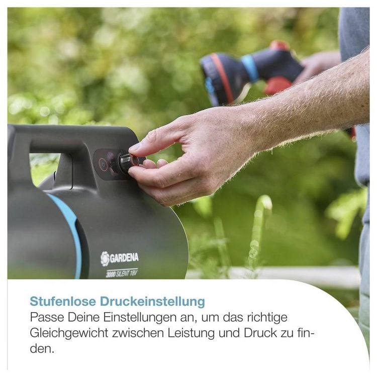 Produktbild: GARDENA Akku-Gartenpumpe 3000 Silent 18V P4A Ready-To-Use Set Akku-Gartenpumpe 3000 l/h
