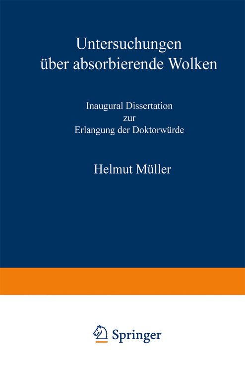Produktbild: Untersuchungen &uuml;ber absorbierende Wolken