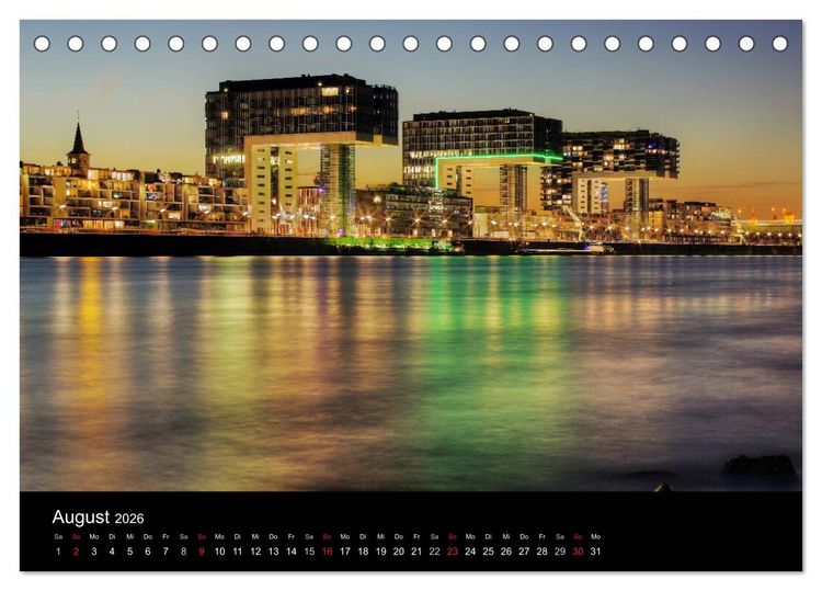Produktbild: k&ouml;ln dunkel bunt - Die Stadt in anderem Licht! (Tischkalender 2026 DIN A5 quer), CALVENDO Monatskalender