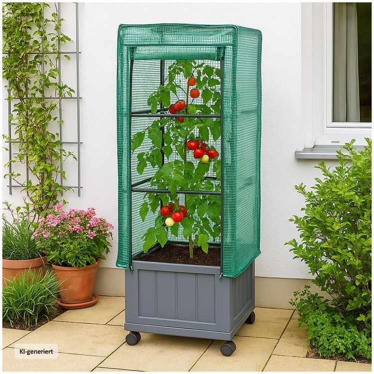 Produktbild: HTI-Living Pflanzk&uuml;bel mit Rankgitter und Folienabdeckung Nessa 30x30 cm