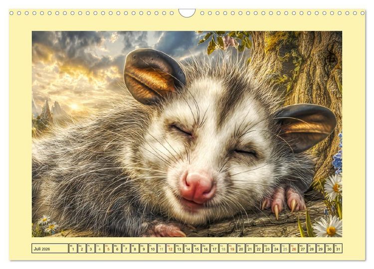 Produktbild: Sanfte Beutelratten. Opossums im stillen Rhythmus der Natur (Wandkalender 2026 DIN A3 quer), CALVENDO Monatskalender