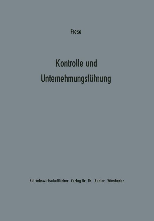 Produktbild: Kontrolle und Unternehmungsf&uuml;hrung