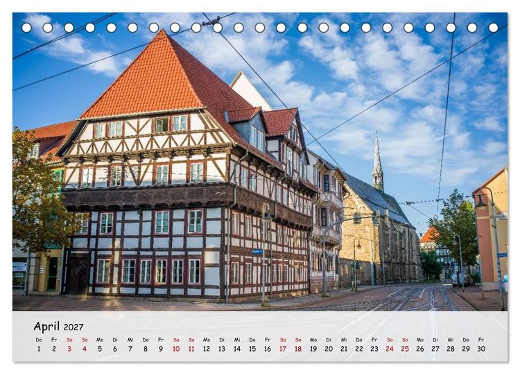Produktbild: Halberstadt Altstadtarchitektur unweit des Harzes (Tischkalender 2027 DIN A5 quer), CALVENDO Monatskalender