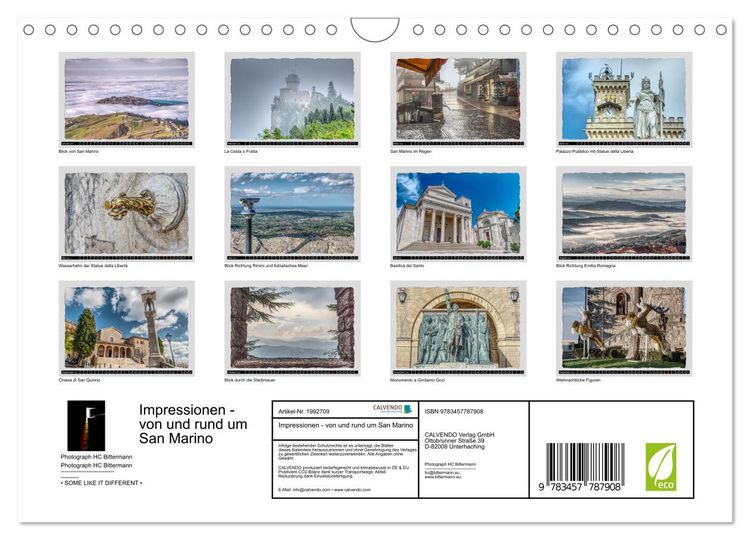 Produktbild: Impressionen - von und rund um San Marino (Wandkalender 2026 DIN A4 quer), CALVENDO Monatskalender