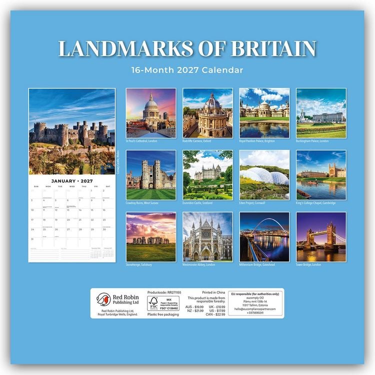 Produktbild: Landmarks of Britain &ndash; Sehensw&uuml;rdigkeiten Gro&szlig;britanniens 2027 &ndash; 16-Monatskalender