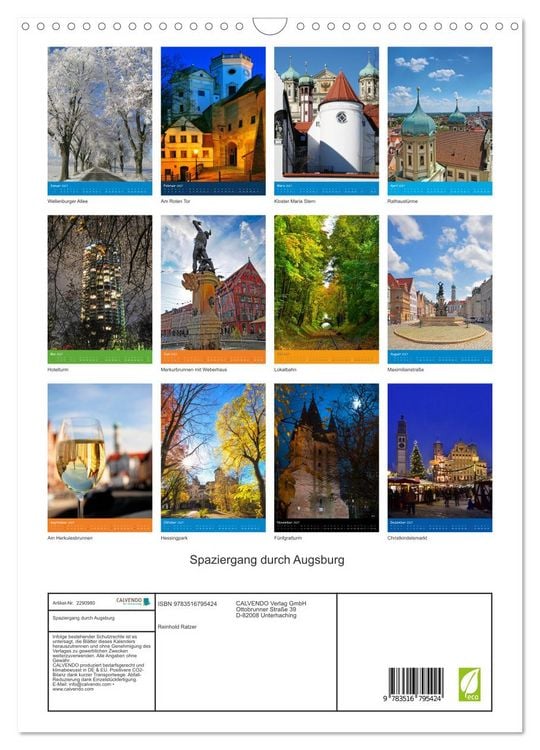 Produktbild: Spaziergang durch Augsburg (Wandkalender 2027 DIN A3 hoch), CALVENDO Monatskalender