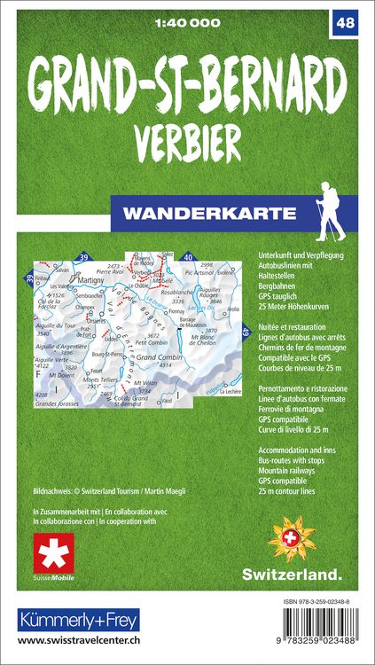 Produktbild: Grand-St-Bernard Verbier Nr. 48 Wanderkarte 1:40 000