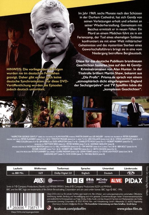 Produktbild: George Gently - Der Unbestechliche, Box 2 (Staffel 6 - 8) / Die komplette 6. bis 8. Staffel der Krimiserie der Kultkrimiserie mit deutschen Untertiteln (Pidax Serien-Klassiker) [5 DVDs]