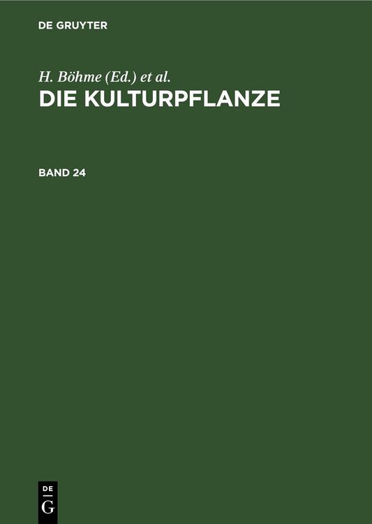 Produktbild: Die Kulturpflanze. Band 24