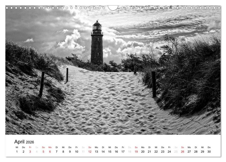 Produktbild: Ostseebad Zingst - Impressionen in Schwarz-Wei&szlig; (Wandkalender 2026 DIN A3 quer), CALVENDO Monatskalender