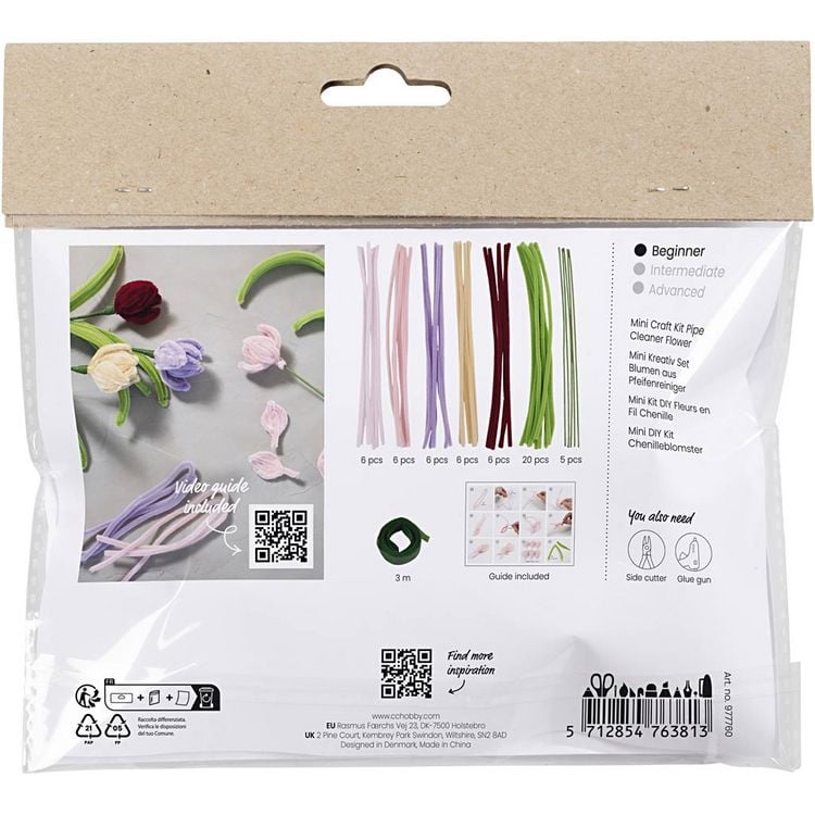 Produktbild: Creativ Company Mini Kreativ Set Blumen aus Pfeifenreiniger, Tulpen, sortierte Farben