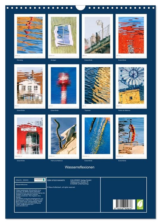 Produktbild: Wasserreflexionen (Wandkalender 2026 DIN A3 hoch), CALVENDO Monatskalender