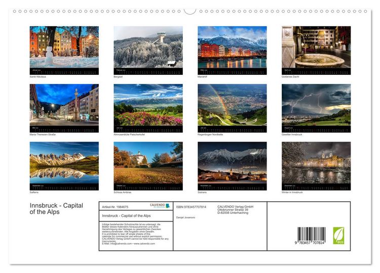 Produktbild: Innsbruck - Capital of the Alps (hochwertiger Premium Wandkalender 2026 DIN A2 quer), Kunstdruck in Hochglanz