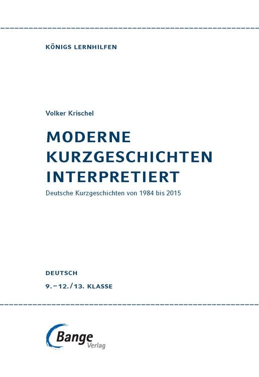 Produktbild: Moderne Kurzgeschichten interpretiert