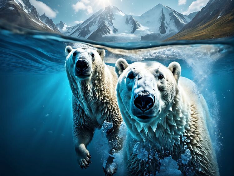 Produktbild: CALVENDO Puzzle Polarb&auml;ren auf der Jagd unter Wasser | 1000 Teile Lege-Gr&ouml;&szlig;e 64x48cm Foto-Puzzle f&uuml;r gl&uuml;ckliche Stunden