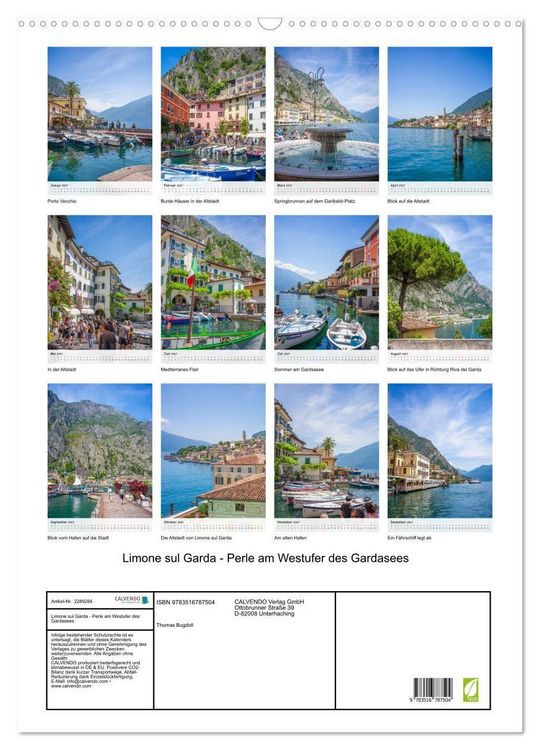 Produktbild: Limone sul Garda - Perle am Westufer des Gardasees (Wandkalender 2027 DIN A2 hoch), CALVENDO Monatskalender