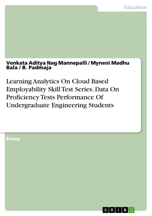 Produktbild: Learning Analytics On Cloud Based Employability Skill Test Series. Data On Proficiency Tests Performance Of Undergraduate Engineering Students