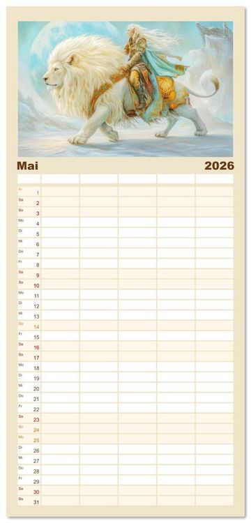 Produktbild: Familienplaner 2026 - Willkommen im Fantasieland - M&auml;rchenbilder mit 5 Spalten (Wandkalender, 21 x 45 cm) CALVENDO