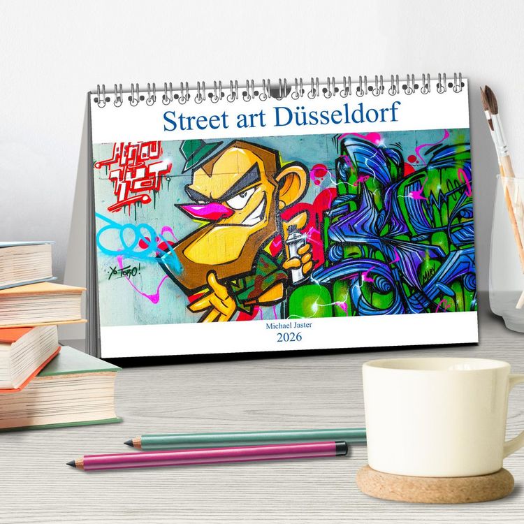 Produktbild: Street art D&uuml;sseldorf Michael Jaster (Tischkalender 2026 DIN A5 quer), CALVENDO Monatskalender