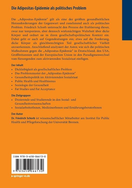 Produktbild: Die Adipositas-Epidemie als politisches Problem