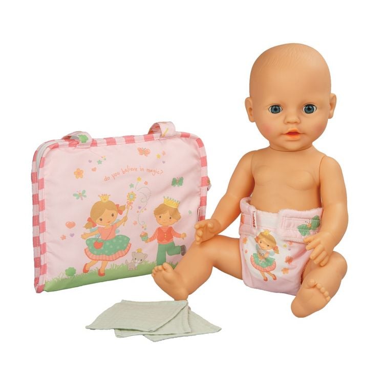 Produktbild: Puppen-Wickeltasche ''Prinzessin Emily'' mit Stoffwindel und 3 St&uuml;ck Mullt&uuml;che