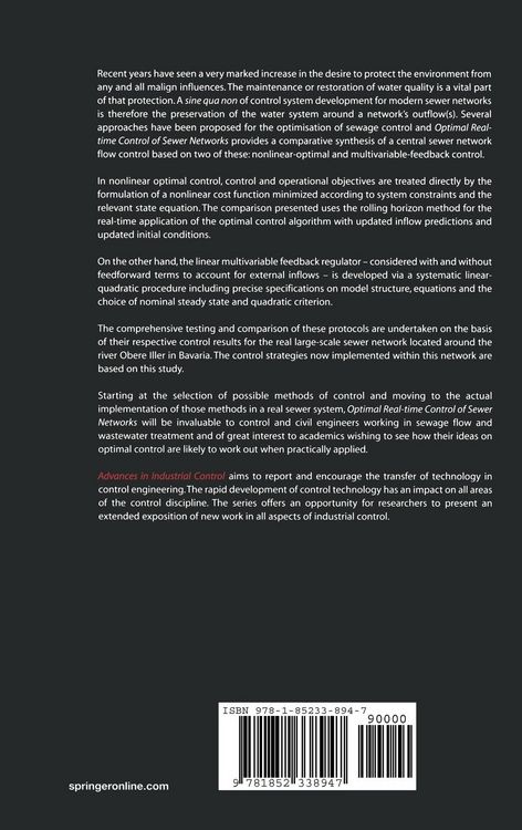 Produktbild: Optimal Real-time Control of Sewer Networks