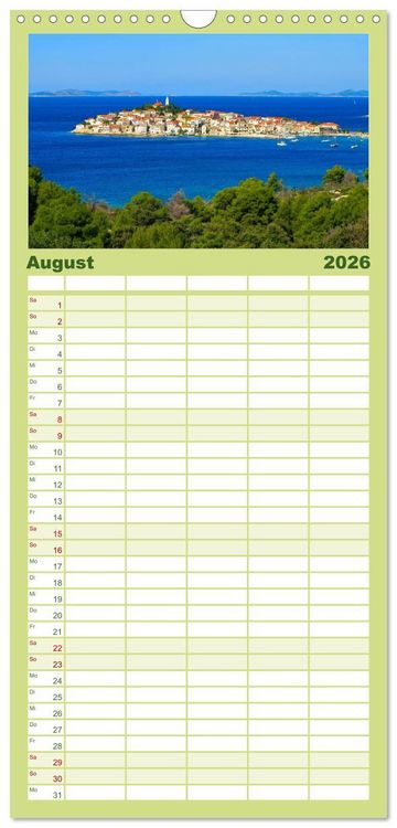 Produktbild: Familienplaner 2026 - Kroatien - Traumhafte Landschaften und faszinierende St&auml;dte mit 5 Spalten (Wandkalender, 21 x 45 cm) CALVENDO