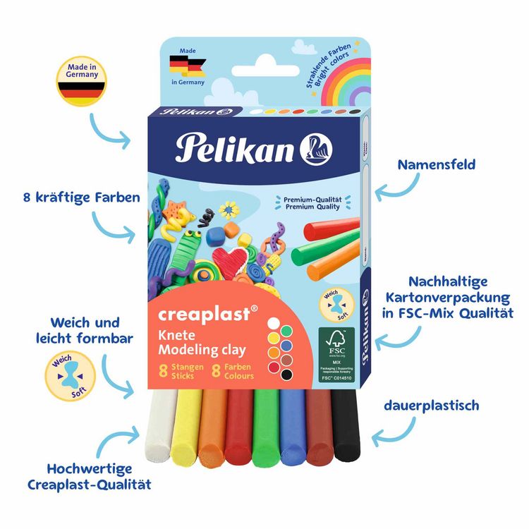 Produktbild: Pelikan Kinderknete Creaplast, 8er Set