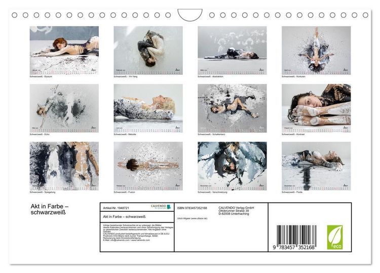 Produktbild: Akt in Farbe &ndash; schwarzwei&szlig; (Wandkalender 2026 DIN A4 quer), CALVENDO Monatskalender