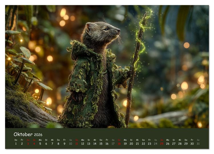 Produktbild: Magischer M&auml;rchenwald - Kinderkalender mit Tier-Zauberern (Wandkalender 2026 DIN A2 quer), CALVENDO Monatskalender