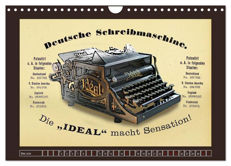 Produktbild: Schreibmaschinen um 1900 (Wandkalender 2026 DIN A4 quer), CALVENDO Monatskalender