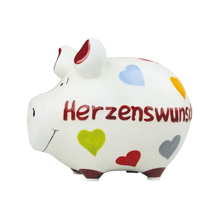 Produktbild: Sparschwein Herzenswunsch Keramik wei&szlig; 12,5x9x9cm