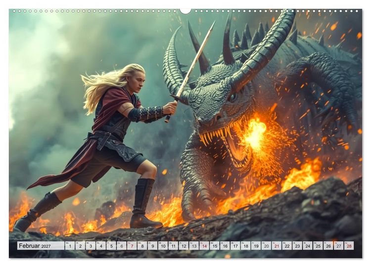 Produktbild: Germanische Mythen &ndash; Die Nibelungensage (hochwertiger Premium Wandkalender 2027 DIN A2 quer), Kunstdruck in Hochglanz