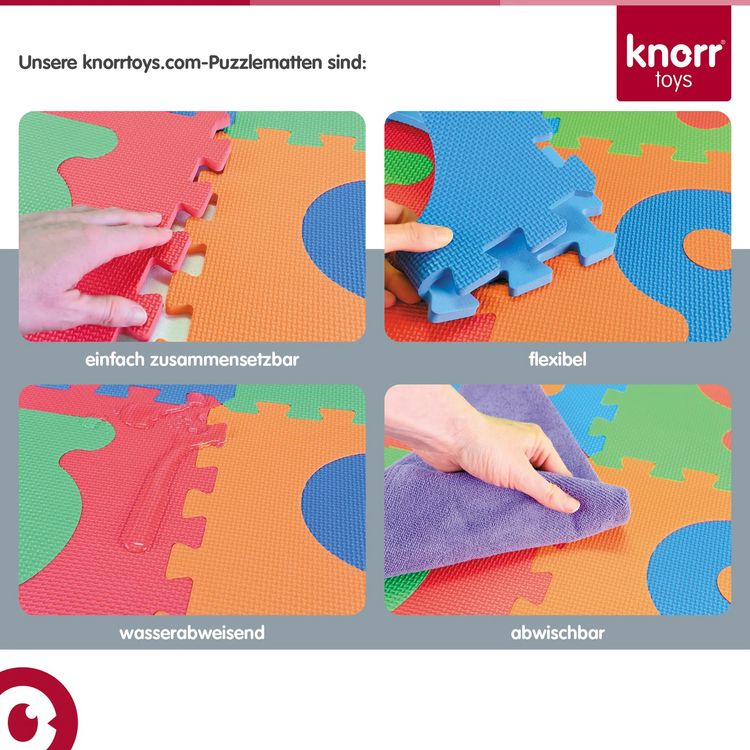 Produktbild: Knorrtoys 21020 - Puzzlematte Alphabet + Zahlen pink-rosa, Gesamtgr&ouml;&szlig;e: 180x180cm, Schaumstoff