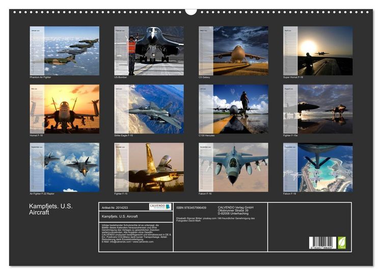 Produktbild: Kampfjets. U.S. Aircraft (Wandkalender 2026 DIN A2 quer), CALVENDO Monatskalender