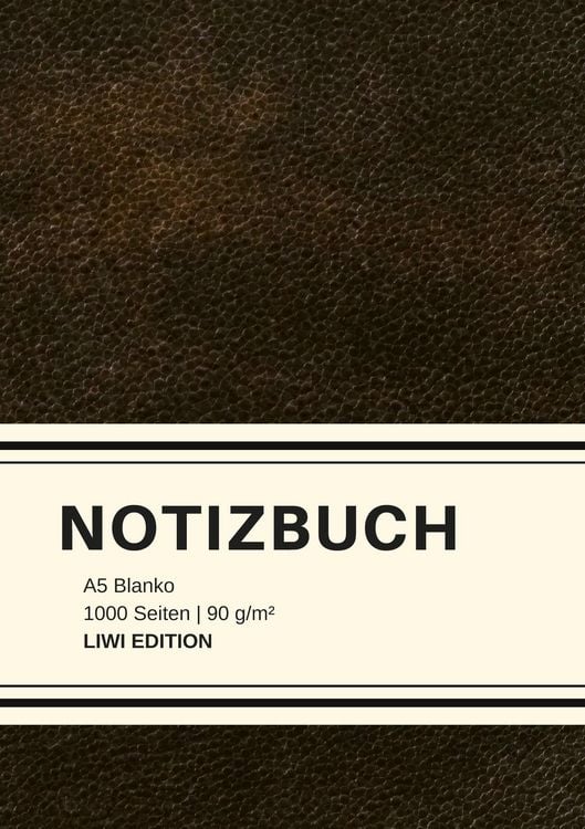 Produktbild: Dickes Notizbuch 1000 Seiten - A5 blanko - Hardcover schwarz mit Leseband - wei&szlig;es Papier 90g/m