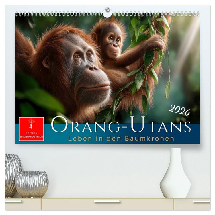 Produktbild: Orang Utans - Leben in den Baumkronen (hochwertiger Premium Wandkalender 2026 DIN A2 quer), Kunstdruck in Hochglanz