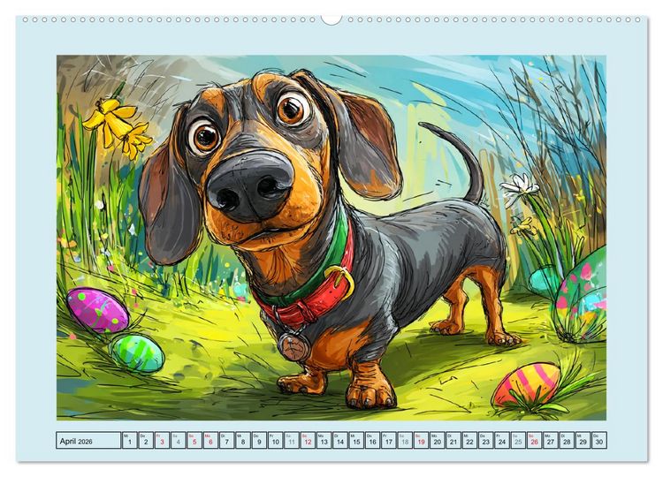 Produktbild: Dackel Fun. Zauberhafte Hunde Cartoons f&uuml;rs Herz (hochwertiger Premium Wandkalender 2026 DIN A2 quer), Kunstdruck in Hochglanz