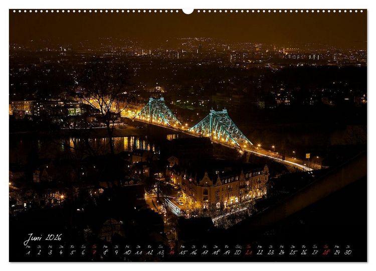 Produktbild: Nachts in Dresden (hochwertiger Premium Wandkalender 2026 DIN A2 quer), Kunstdruck in Hochglanz