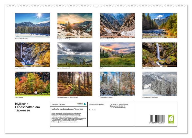 Produktbild: Idyllische Landschaften am Tegernsee (hochwertiger Premium Wandkalender 2026 DIN A2 quer), Kunstdruck in Hochglanz