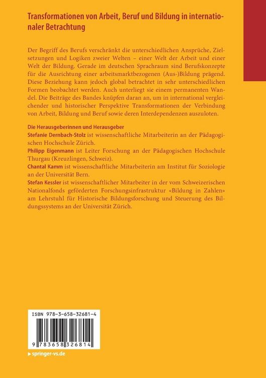 Produktbild: Transformationen von Arbeit, Beruf und Bildung in internationaler Betrachtung