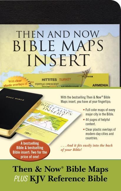 Produktbild: Then & Now Bible Maps Insert and KJV Bible Bundle: Bible & Bible Insert (Red Letter, Imitation Leather, Black)