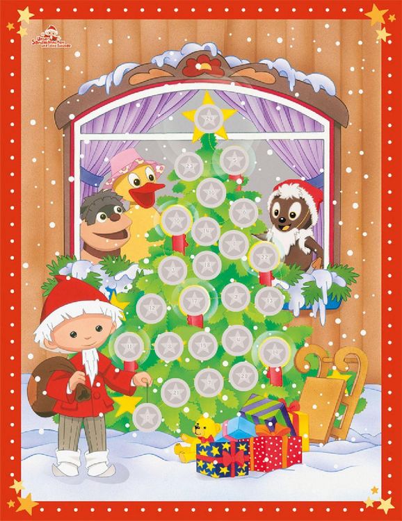 Produktbild: TR&Ouml;TSCH &ndash; Adventskalender "Unser Sandm&auml;nnchen" | Weihnachtskalender mit 24 Geschichten-Karten zum Vorlesen, 24 Schaumstickern & Wendeposter
