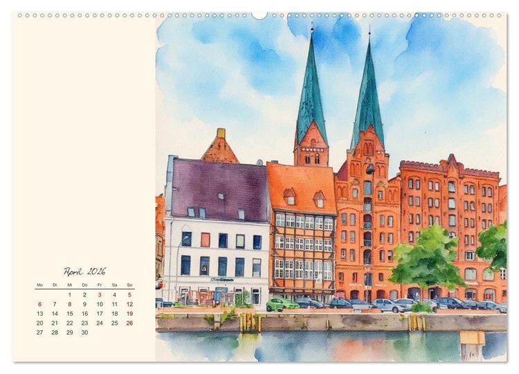 Produktbild: Historische Hansestadt L&uuml;beck (Wandkalender 2026 DIN A2 quer), CALVENDO Monatskalender