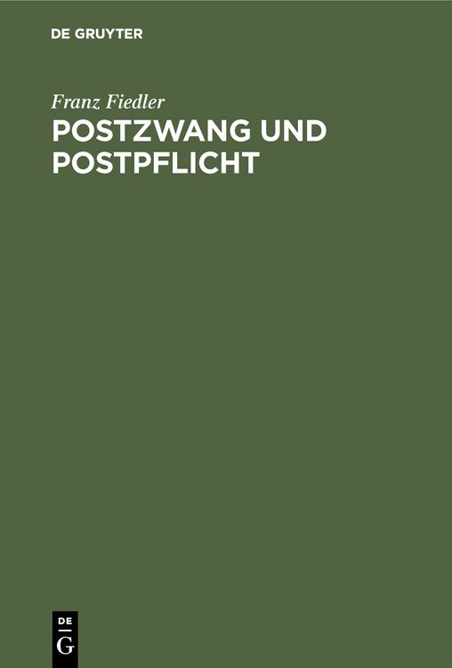 Produktbild: Postzwang und Postpflicht
