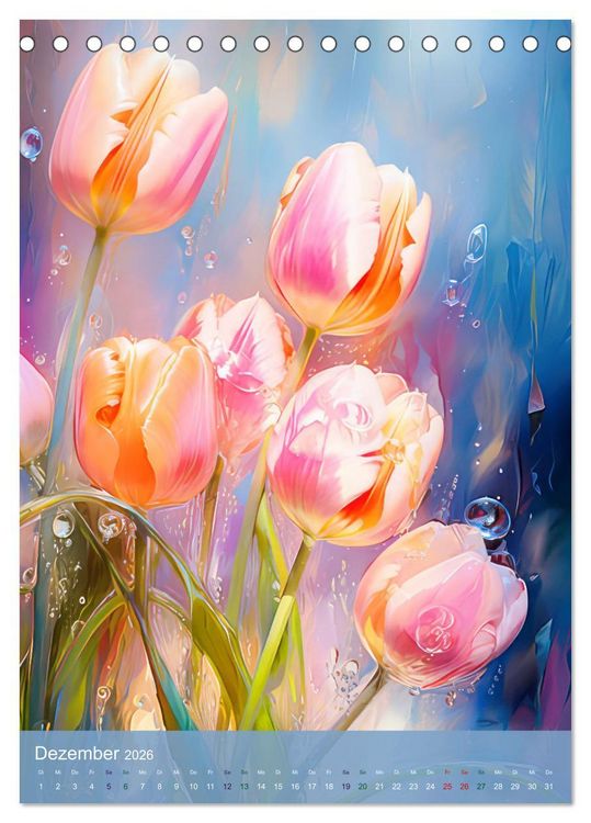 Produktbild: Blumen im Malstil (Tischkalender 2026 DIN A5 hoch), CALVENDO Monatskalender