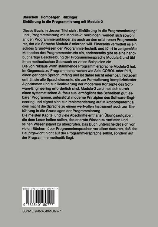 Produktbild: Einf&uuml;hrung in die Programmierung mit Modula-2