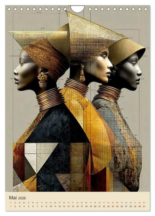 Produktbild: Afrikanische Anmut in Geometrie (Wandkalender 2026 DIN A4 hoch), CALVENDO Monatskalender